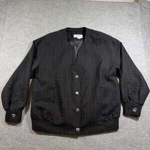 Vintage Lilli Ann Collections Blazer Jacket Womens L Black Houndstooth USA Made